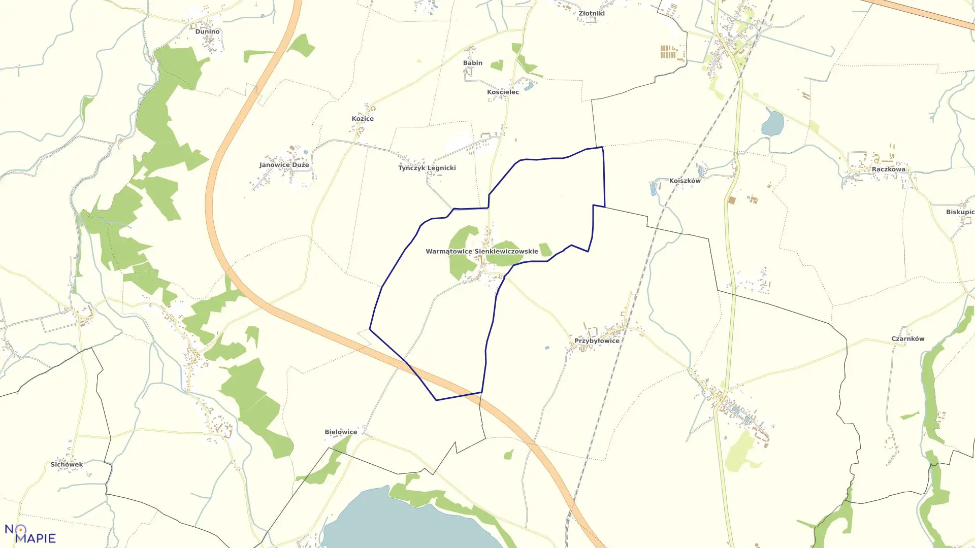 Mapa obrębu WARMĄTOWICE SIENK. w gminie Krotoszyce